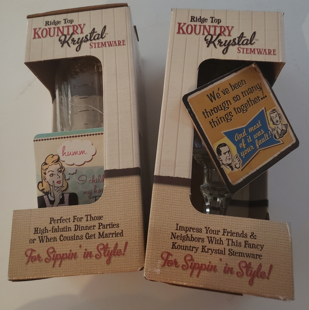 2 new kountry Krystal stemware